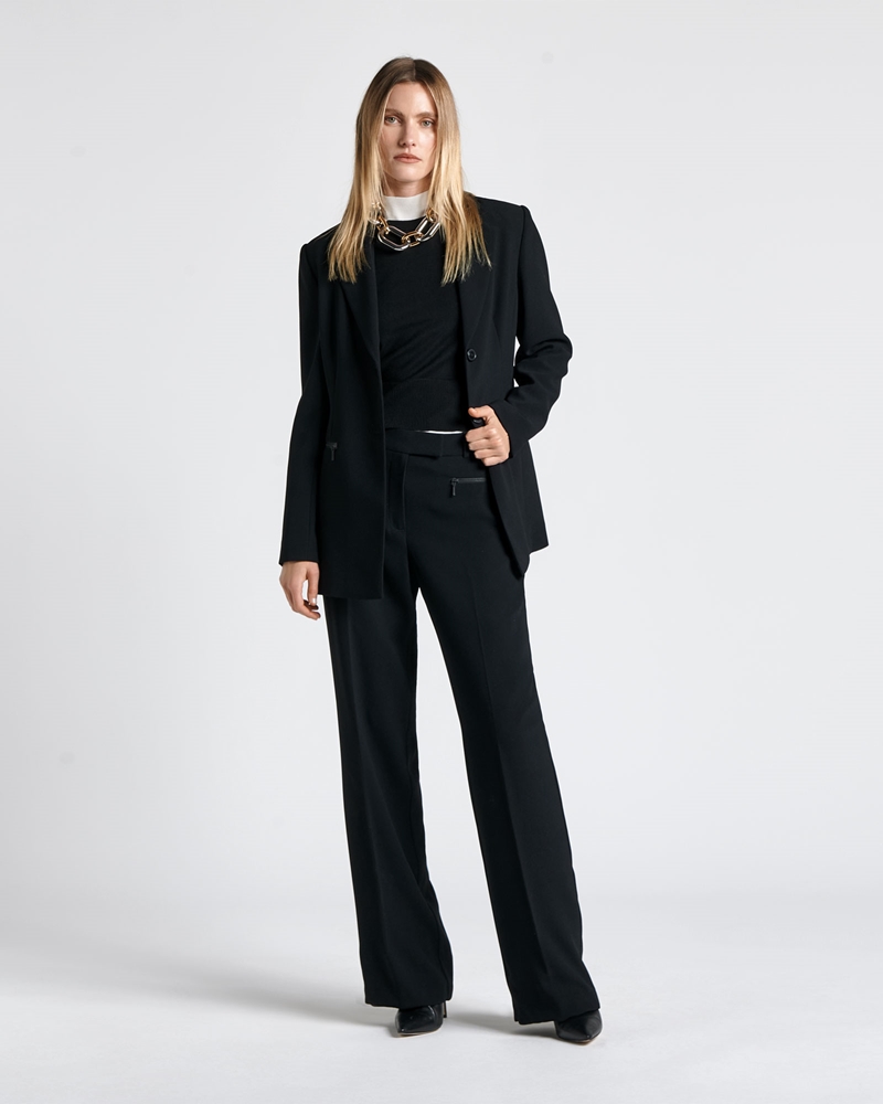 Jackets and Coats | Zip Detail Longline Blazer | 990 Black