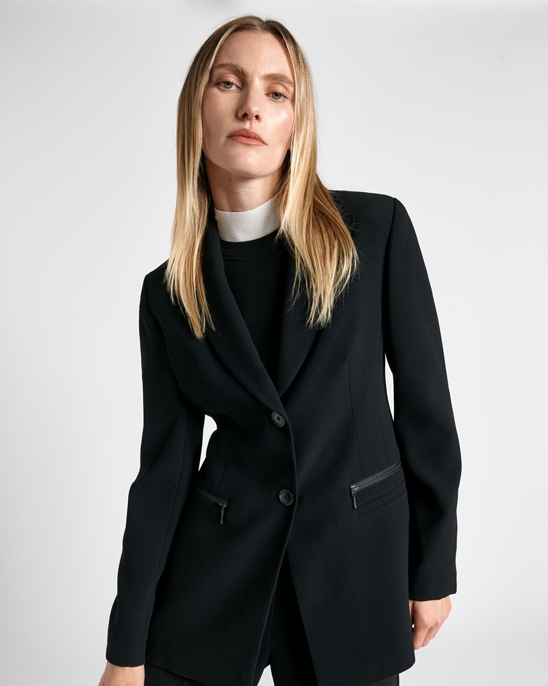 Jackets and Coats  | Zip Detail Longline Blazer | 990 Black