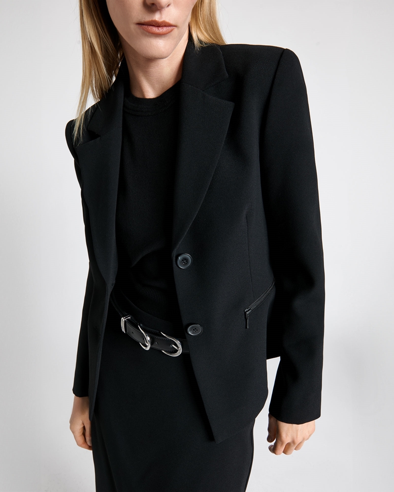 Jackets and Coats | Zip Detail Cropped Jacket | 990 Black