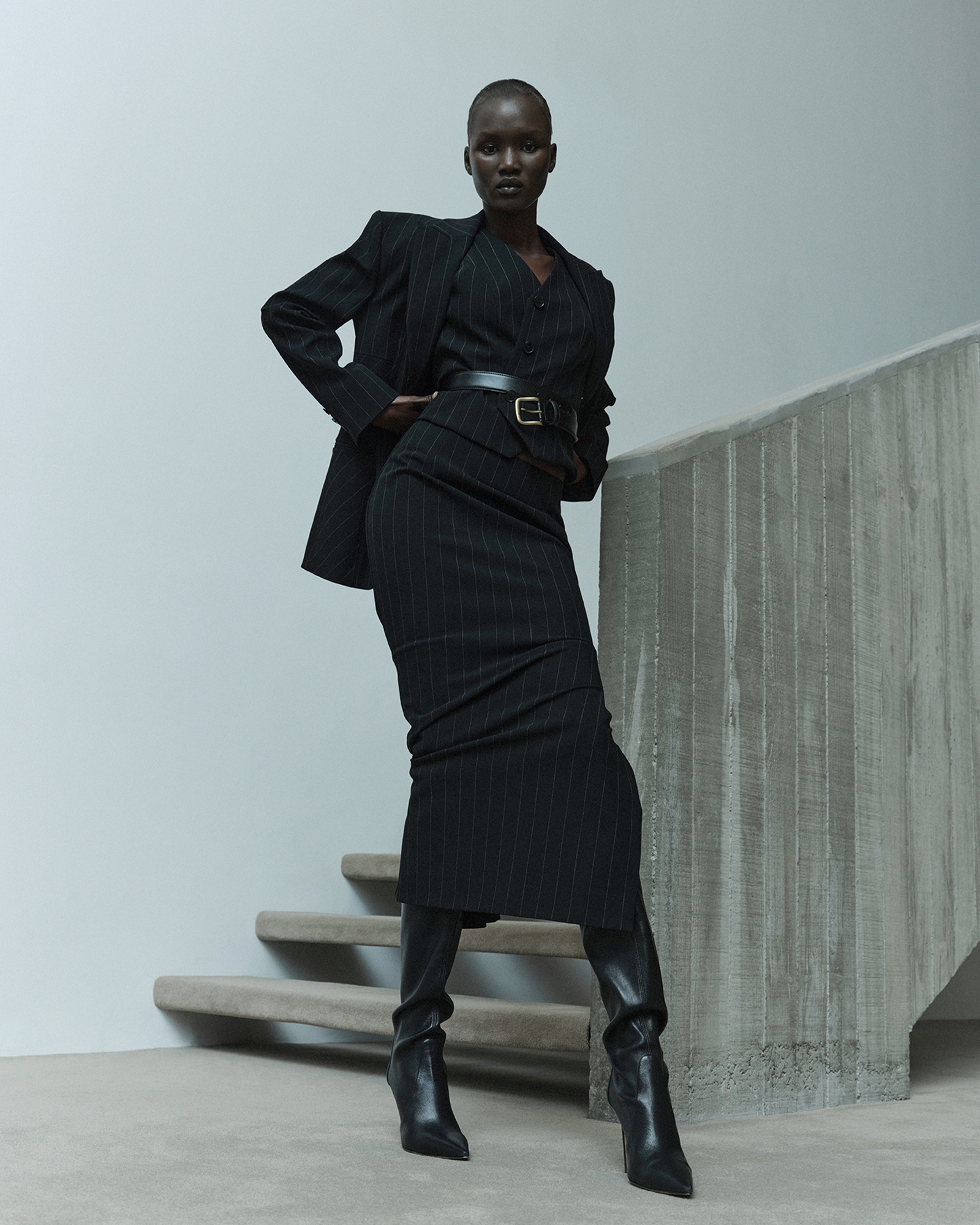 Jackets and Coats | Pinstripe Tailored Blazer | 990 Black