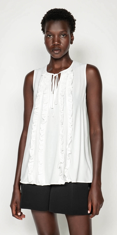 Tops and Shirts  | Georgette Ruffle Swing Top | 110 Off White