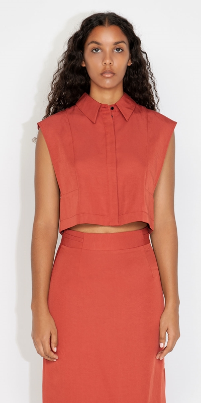 Tops and Shirts  | Modal Cropped Shirt | 277 Terracotta