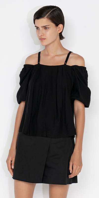 Tops and Shirts  | Puff Sleeve Swing Top | 990 Black