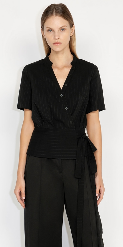 Wear to Work  | Wrap Front Shirt | 990 Black