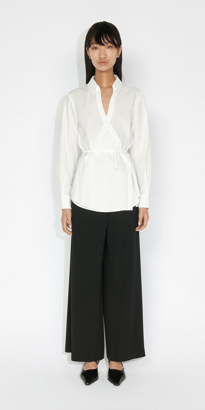 Tops and Shirts | Cotton Asymmetric Split Shirt | 110 Off White
