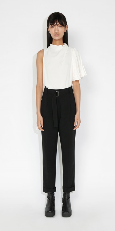 New Arrivals | Tuck Neck Pleat Sleeve Top | 110 Off White