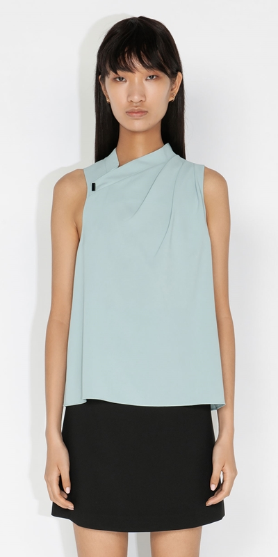 Tops and Shirts  | Tucked Shoulder Top | 701 Duck Egg