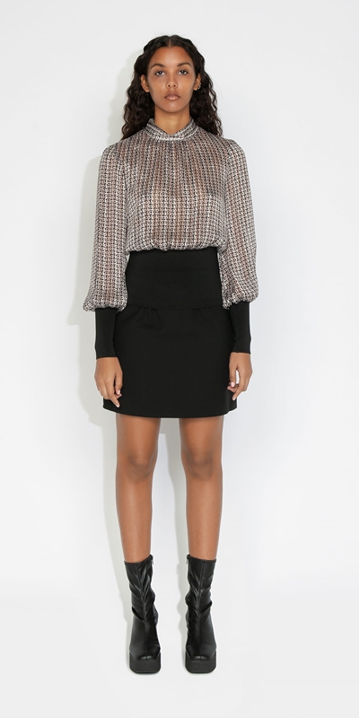 Tops and Shirts | Lurex Houndstooth Ribbed Top | 602 Dark Berry