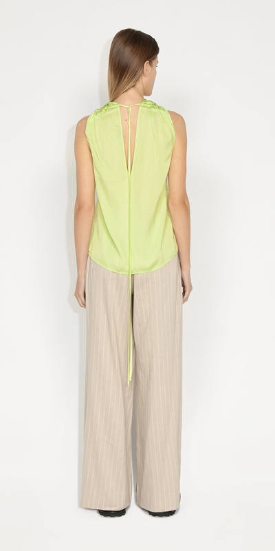 New Arrivals | Satin Drawstring Top | 352 Soft Lime