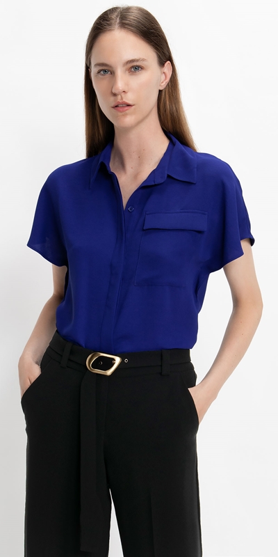 Wear to Work  | Fluted Sleeve Shirt | 795 Ultra Cobalt