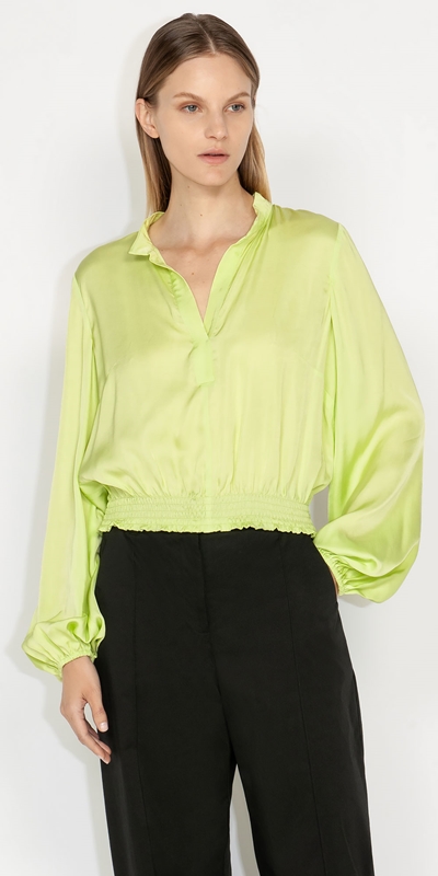 Tops and Shirts  | Volume Sleeve Top | 352 Soft Lime