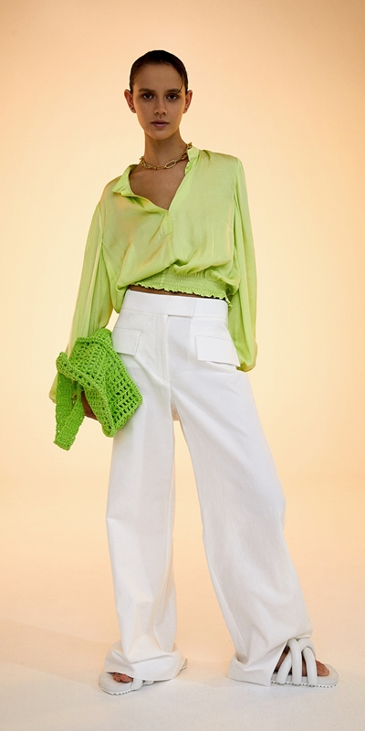 New Arrivals | Volume Sleeve Top | 352 Soft Lime