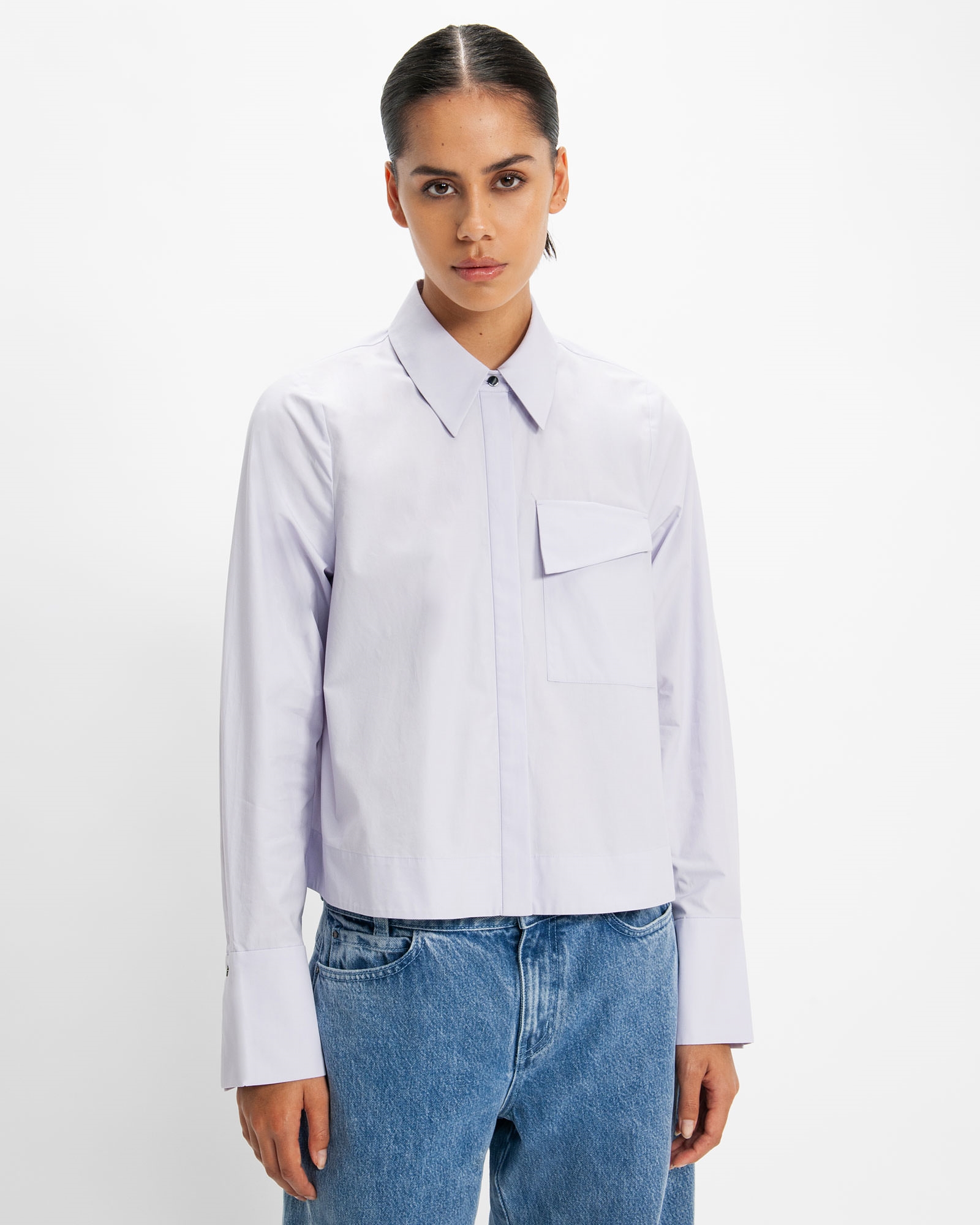 Tops and Shirts | Good Earth Cotton® Cropped Shirt | 560 Lilac