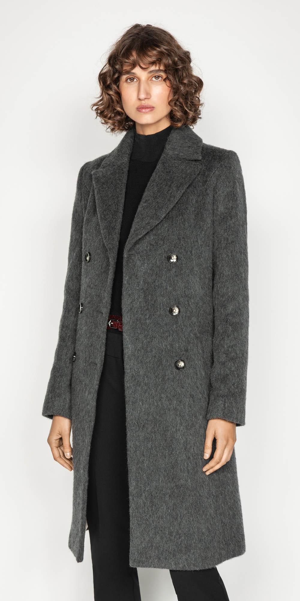 Charcoal Double Breasted Coat | Buy Coats Online - Cue