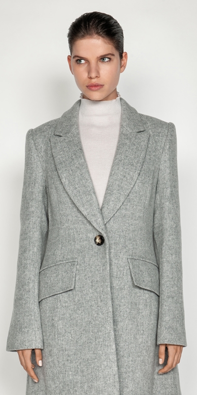 Jackets and Coats | Melange Wool Coat | 909 Light Grey