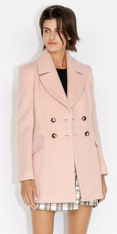 Jackets and Coats  | Brushed Mohair Double Breasted Coat | 511 Soft Pink