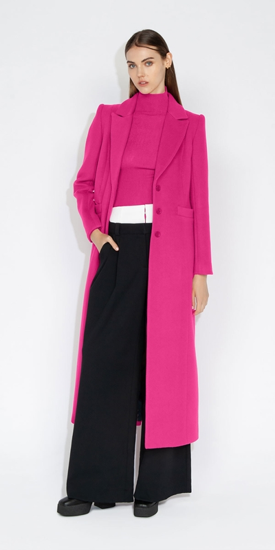 Jackets and Coats | Ultra Pink Maxi Coat | 519 Hot Pink