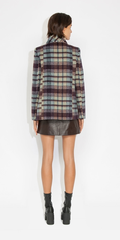 New Arrivals | Brushed Check Double Breasted Coat | 701 Duck Egg