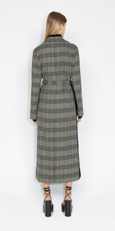 New Arrivals | Houndstooth Check Trench Coat | 990 Black