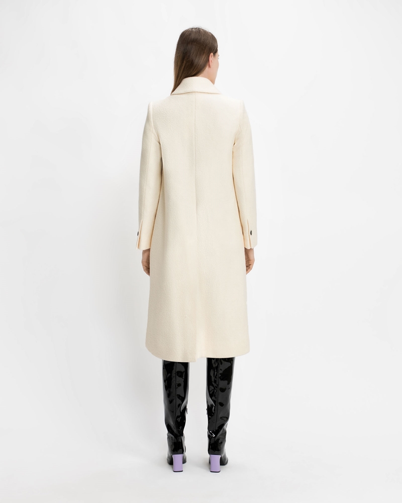Jackets and Coats  | Winter White Wool Boucle Coat | 101 Winter White