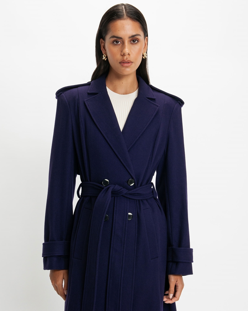 Jackets and Coats | Fine Wool Trench Coat | 574 Dark Violet
