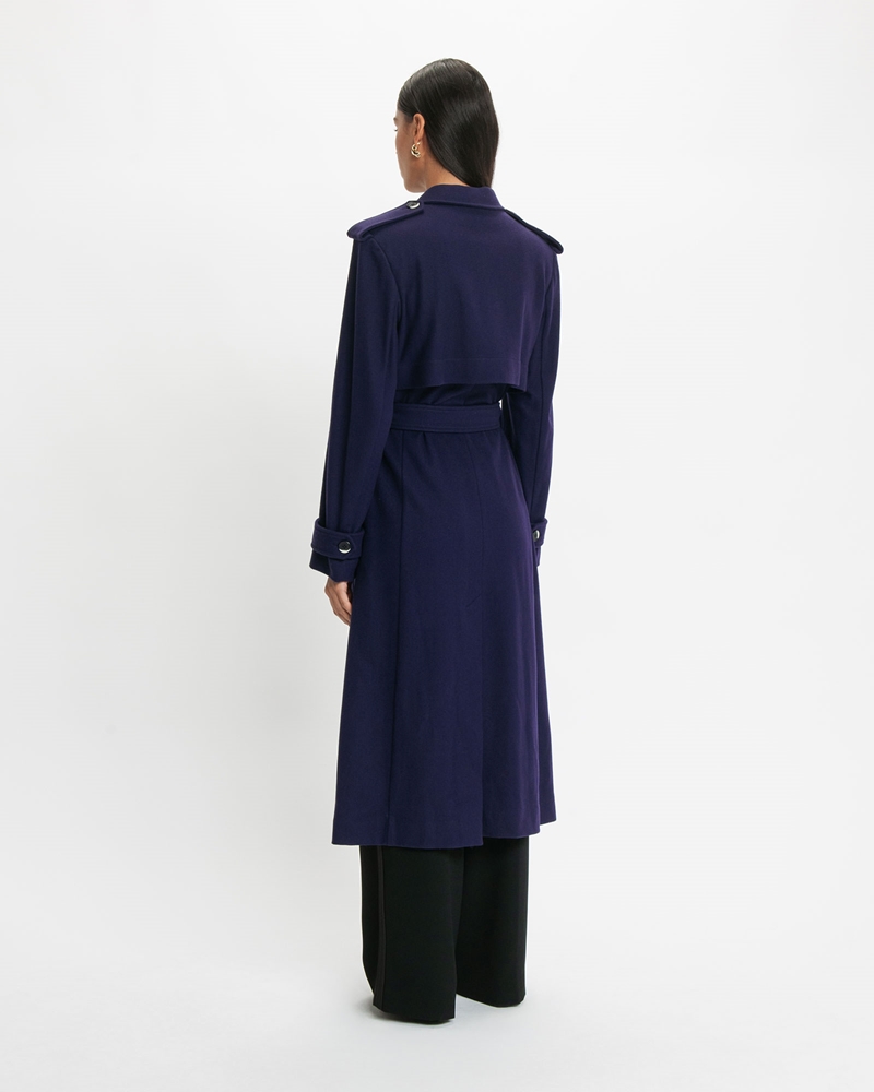 Jackets and Coats  | Fine Wool Trench Coat | 574 Dark Violet