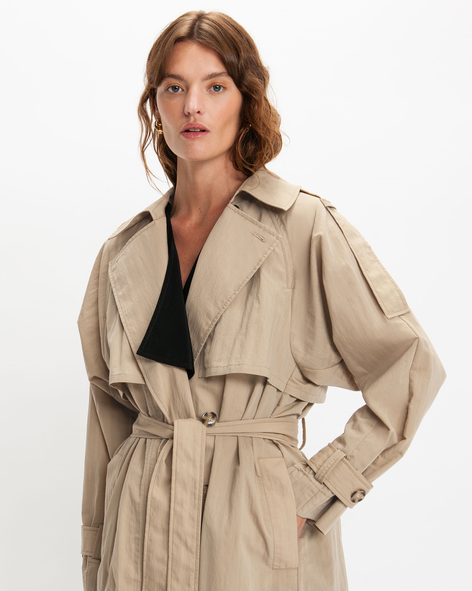 Jackets and Coats  | Cotton Twill Trench Coat | 827 Almond