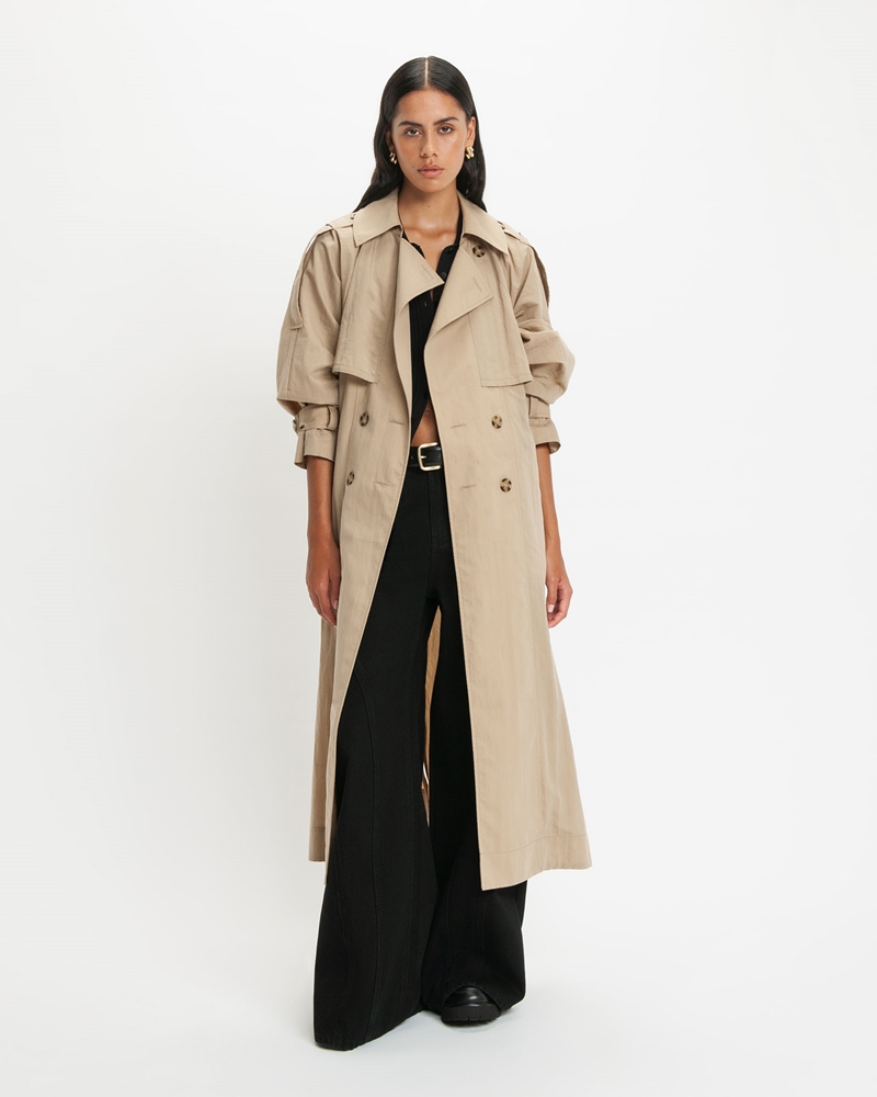 Jackets and Coats | Cotton Twill Trench Coat | 827 Almond