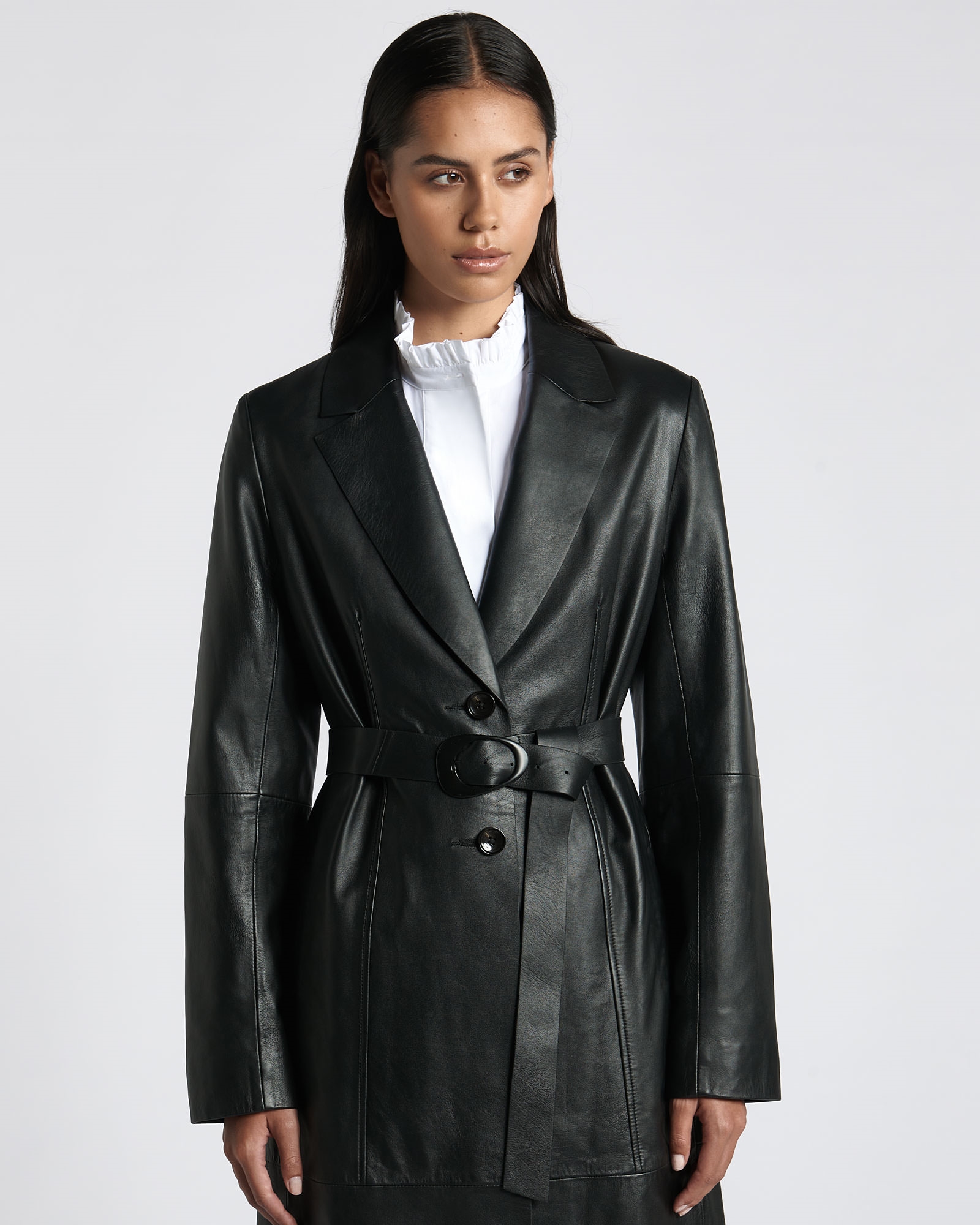 New Arrivals | Leather Darted Trench | 990 Black