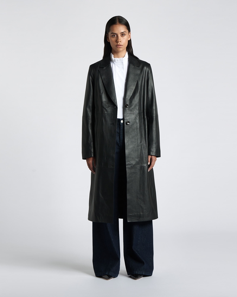 | Leather Darted Trench