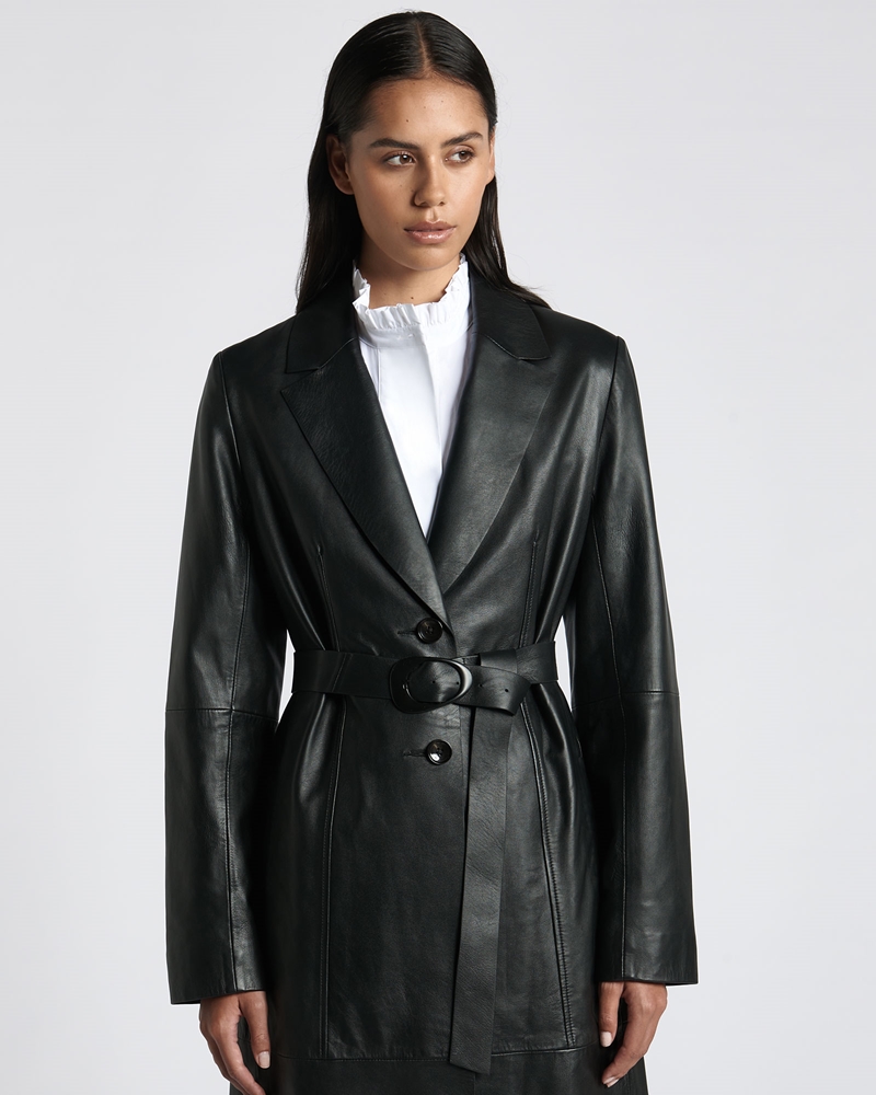 | Leather Darted Trench