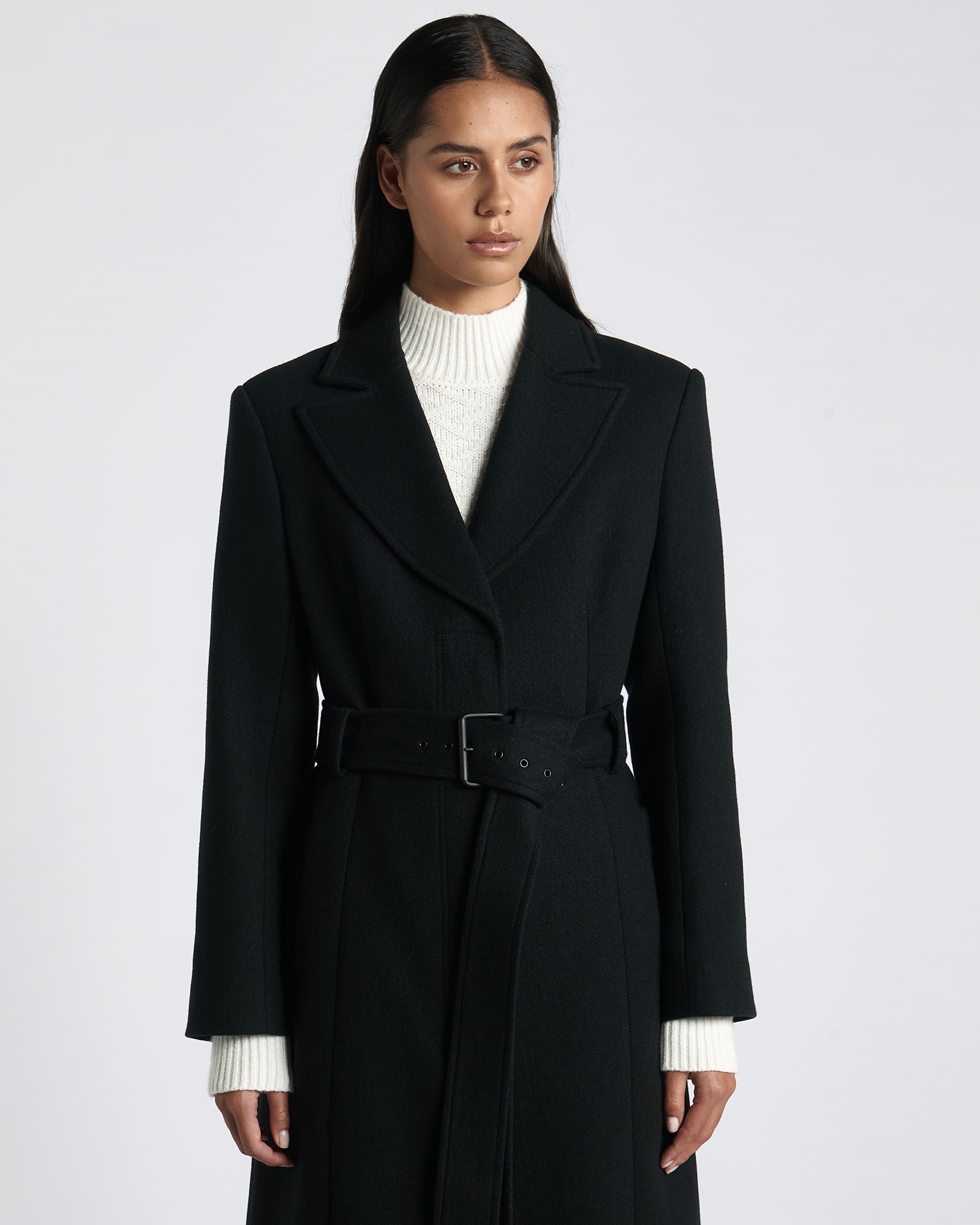 Wear to Work  | Belted Wool Coat | 990 Black
