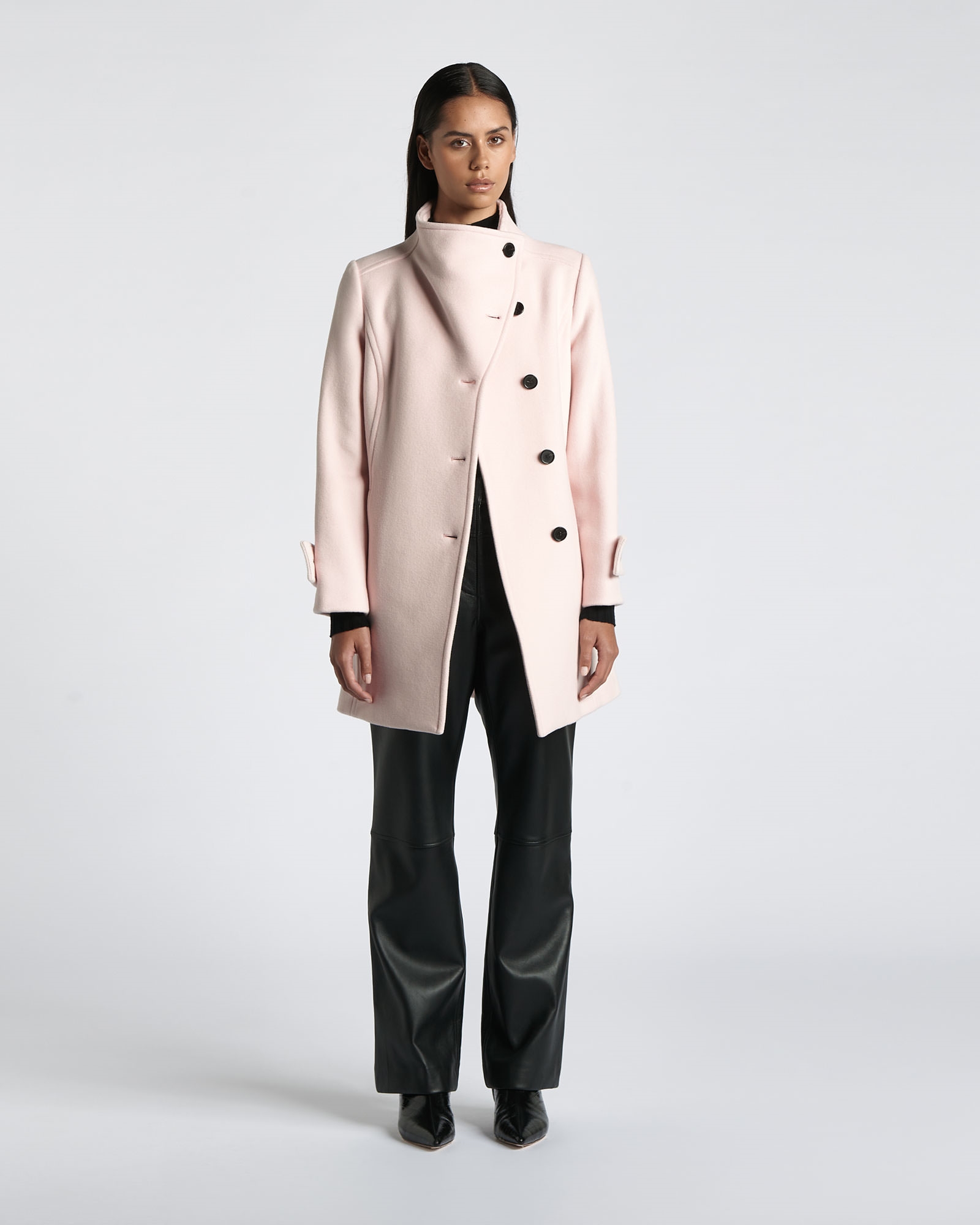 Jackets and Coats | Wool Felt Funnel Neck Coat | 511 Soft Pink