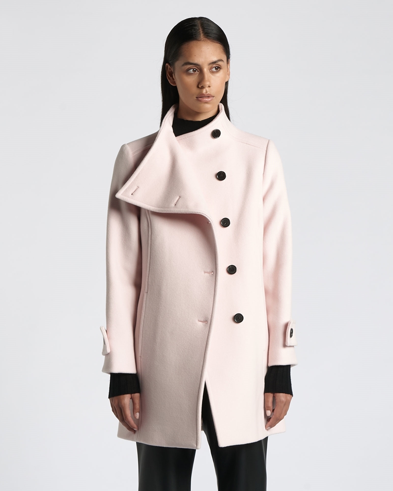 Jackets and Coats | Wool Felt Funnel Neck Coat | 511 Soft Pink