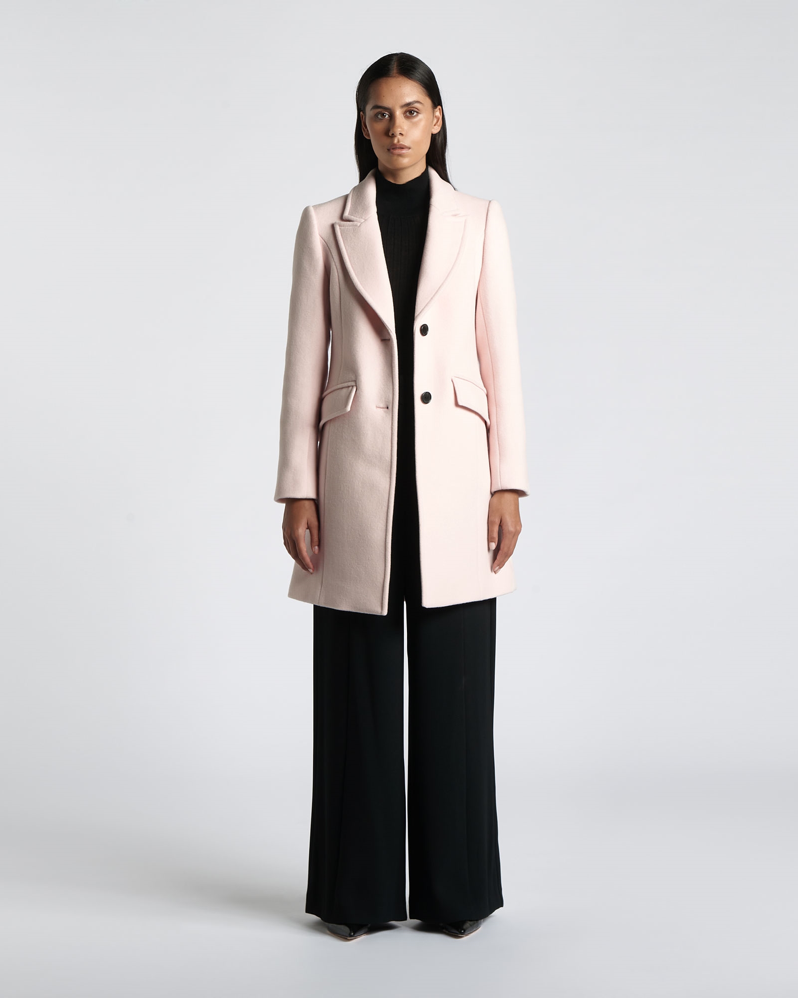 Jackets and Coats | Wool Felt Tailored Coat | 511 Soft Pink