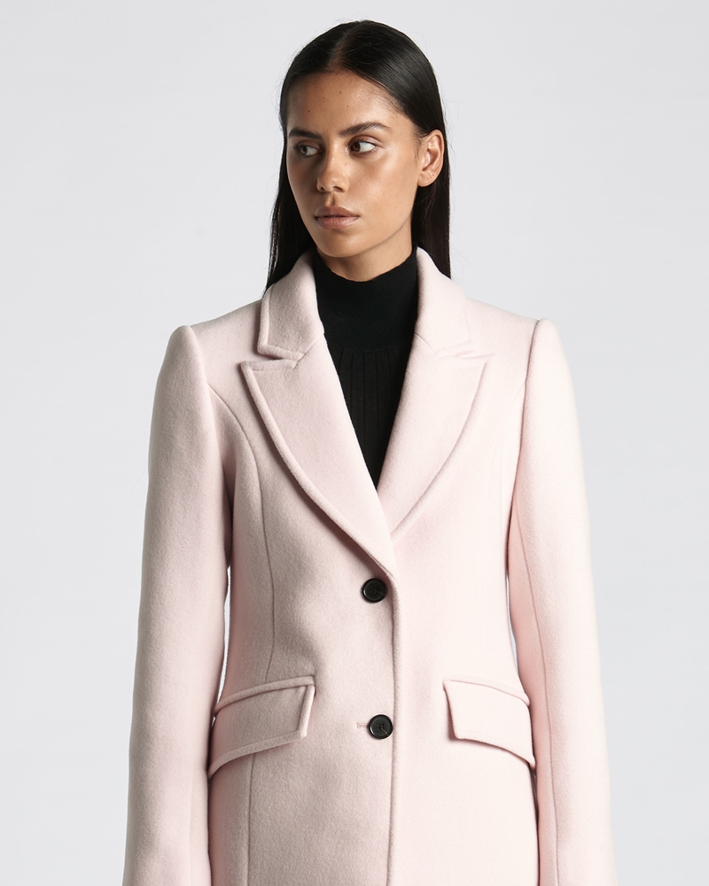Jackets and Coats | Wool Felt Tailored Coat | 511 Soft Pink