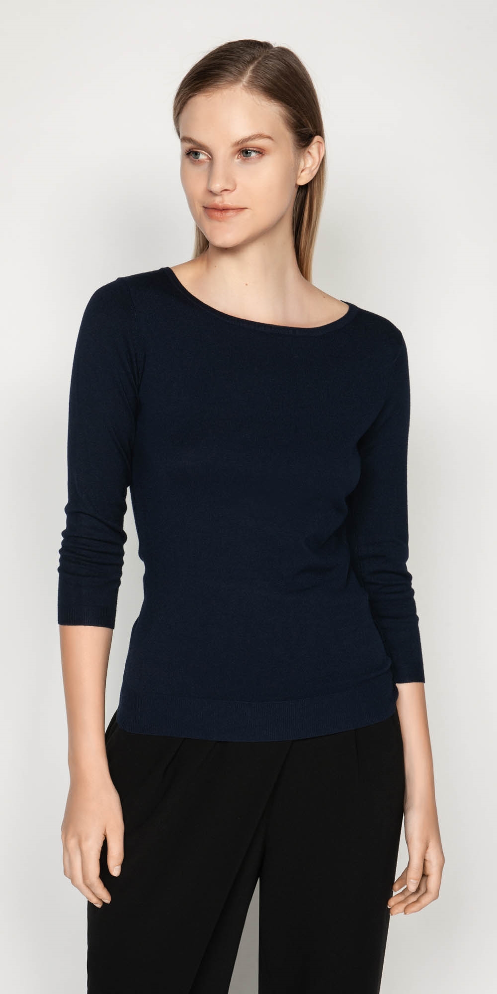 Boat Neck 3/4 Sleeve Knit | Buy Knitwear Online - Cue