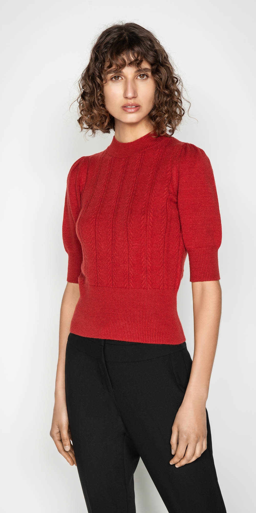Herringbone Rib Short Sleeve Sweater | Buy Knitwear Online - Cue