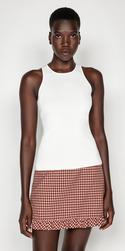 Tops and Shirts  | Cut Away Knit Tank | 110 Off White