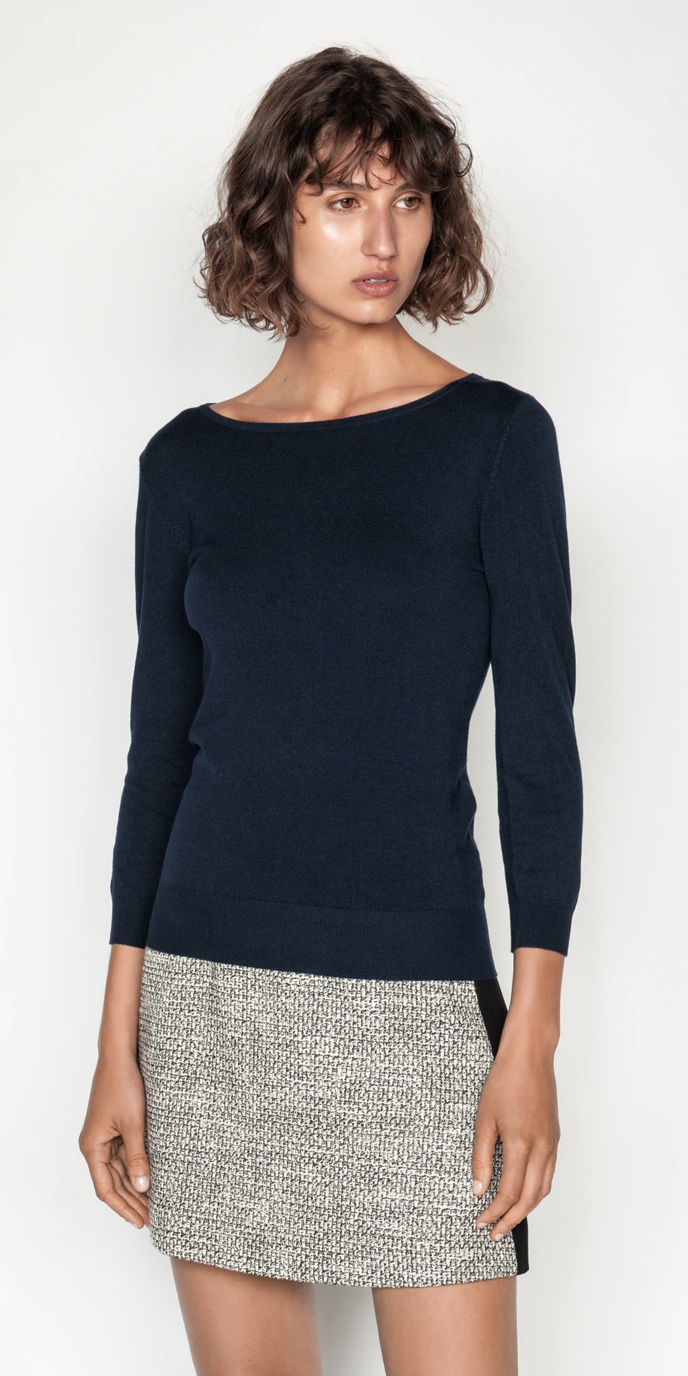 Boat Neck 3/4 Sleeve Knit | Buy Knitwear Online - Cue