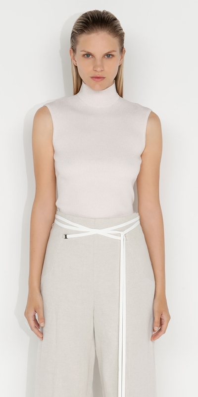 Sale  | Ribbed Cut Out Back Knit | 113 Shell
