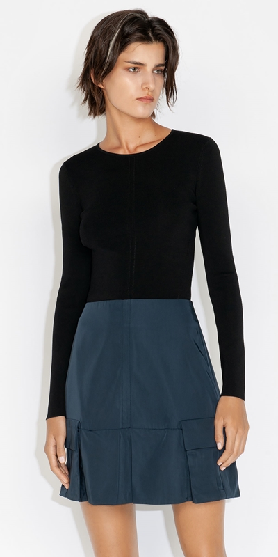 Tops and Shirts  | Long Sleeve Pointelle Knit | 990 Black