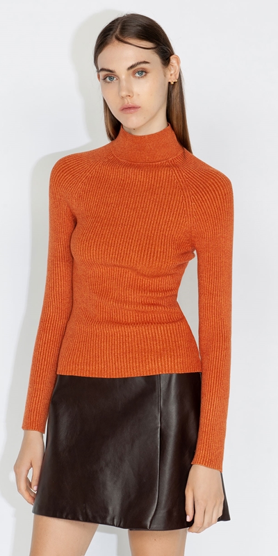 Tops and Shirts  | Raglan Rib Knit | 269 Burnt Orange