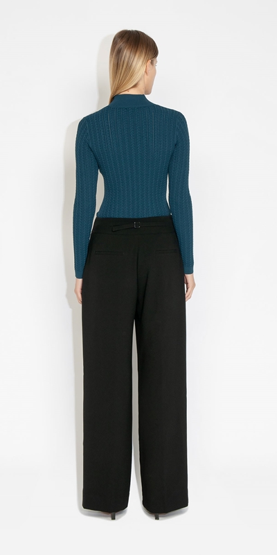 Knitwear | Cable Pointelle Knit | 740 Teal