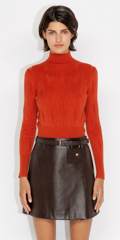 Knitwear | Textured Wave Sweater | 226 Copper