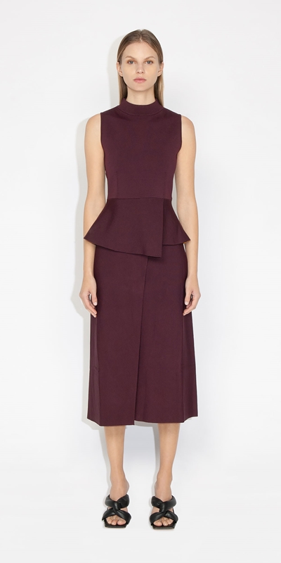 Wear to Work | Double Faced Wrap Knit Skirt | 630 Plum