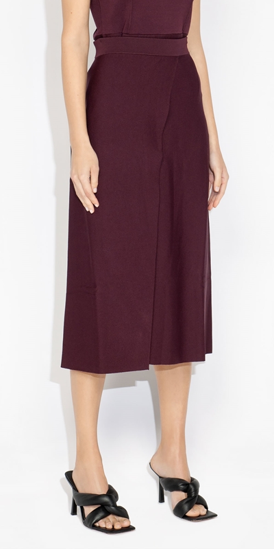Wear to Work  | Double Faced Wrap Knit Skirt | 630 Plum