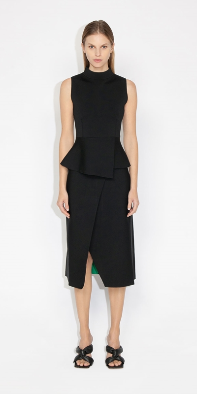 Wear to Work | Double Faced Wrap Knit Skirt | 990 Black