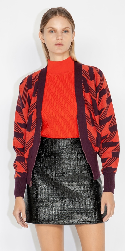 Knitwear  | Geo Cardigan | 280 Orange