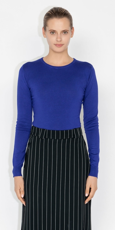 Tops and Shirts  | Long Sleeve Round Neck Knit | 571 Ultra Violet